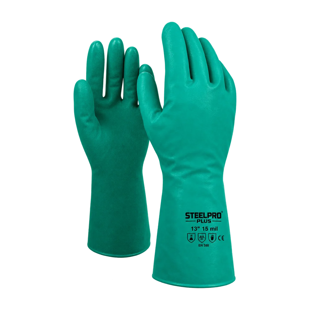 Guante nitrilo Steelpro Plus 13" 15 mil con flock