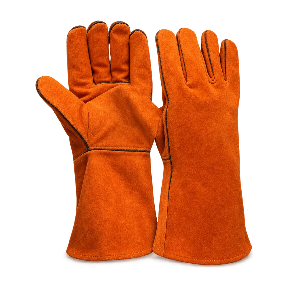 Guante de cuero soldador naranja