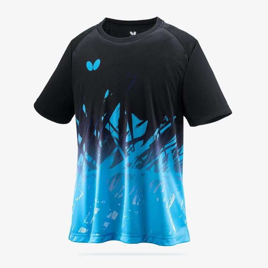 Polo negro  EXTERA T- Shirt con celeste Butterfly CH