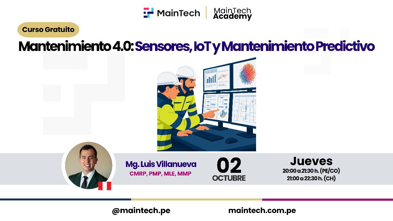 Curso Gratuito | Mantenimiento 4.0: Sensores, IoT y mantenimiento predictivo